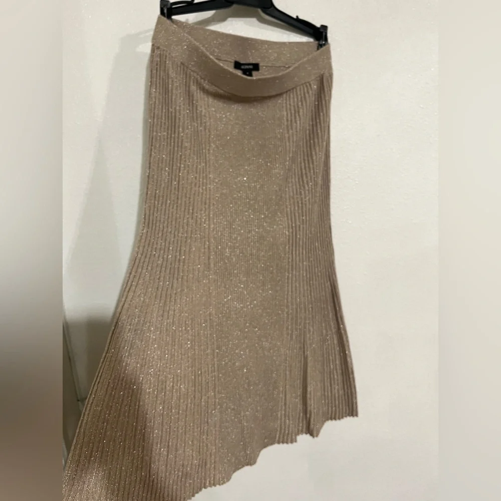 Alfani knit A line midi skirt gold shimmer s S NWOT